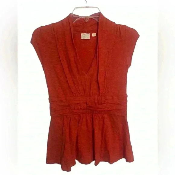 Anthropologie Tops - Anthropologie Postage Stamp Woven V-Neck Top Size Small